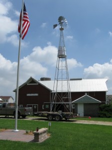 Aermotor With Tank Tower And American Flag        